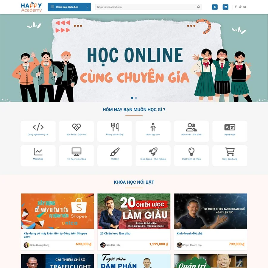 Theme WordPress bán khóa học
