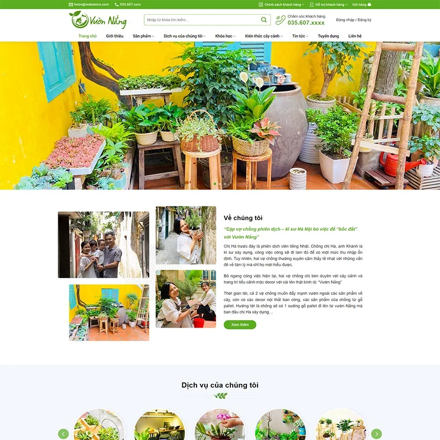 Theme WordPress bán cây xanh, tiểu cảnh 03
