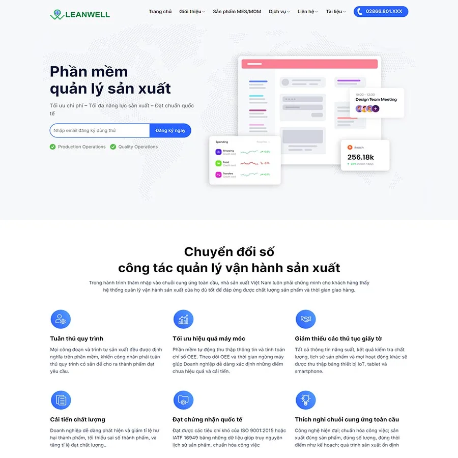 Theme WordPress giới thiệu phần mềm quản lý sản xuất