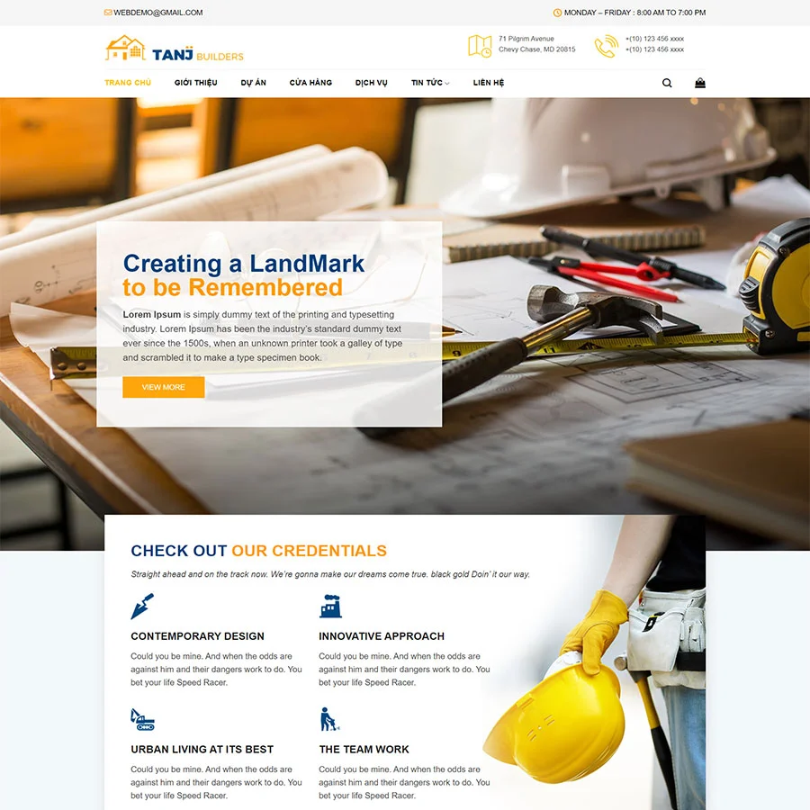 Theme WordPress giới thiệu công ty xây dựng 02