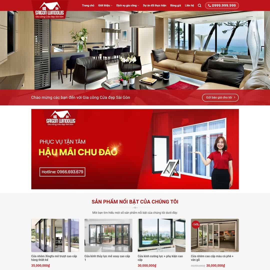 Theme WordPress công ty nhôm kính 02