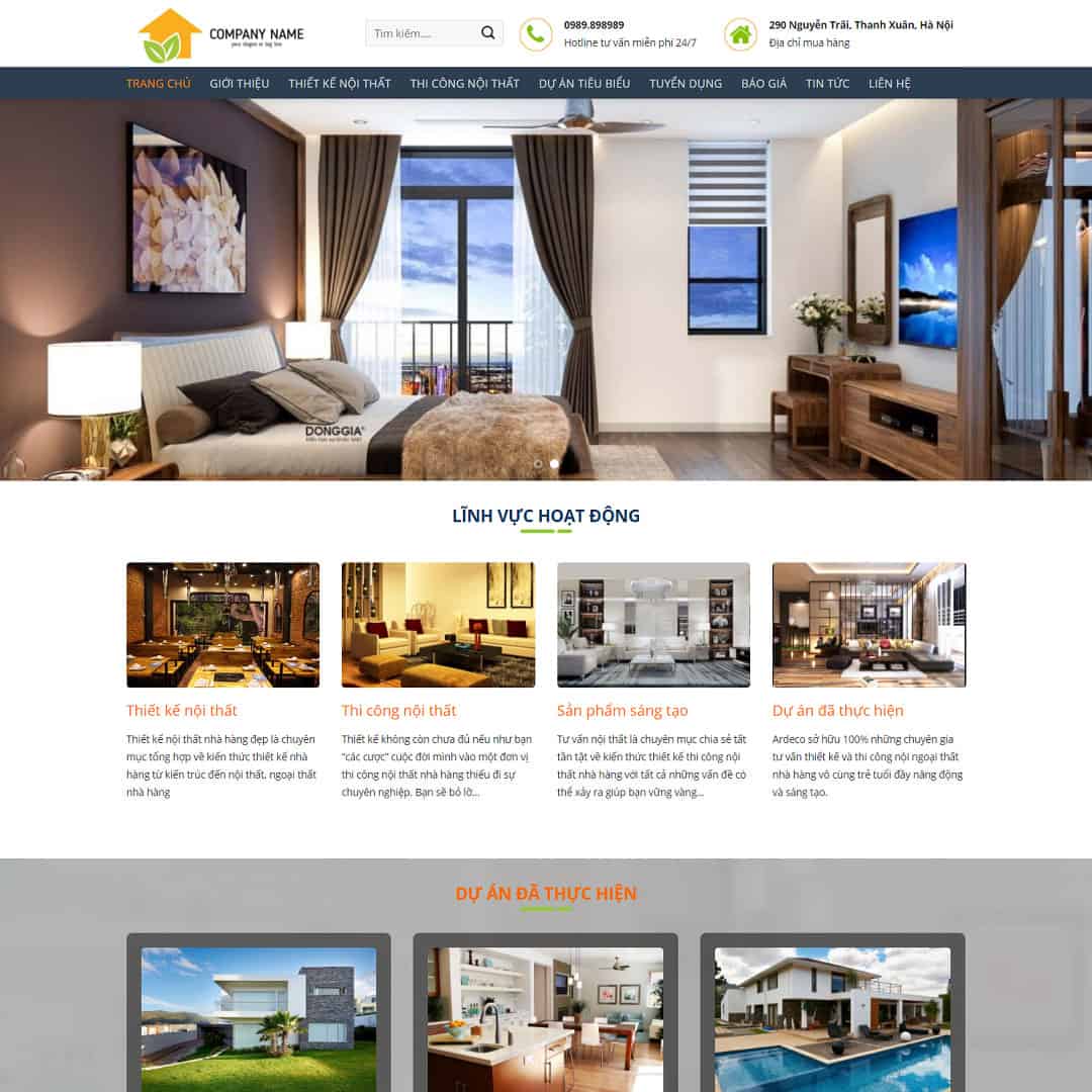 Theme WordPress công ty thiết kế, thi công nội thất 03