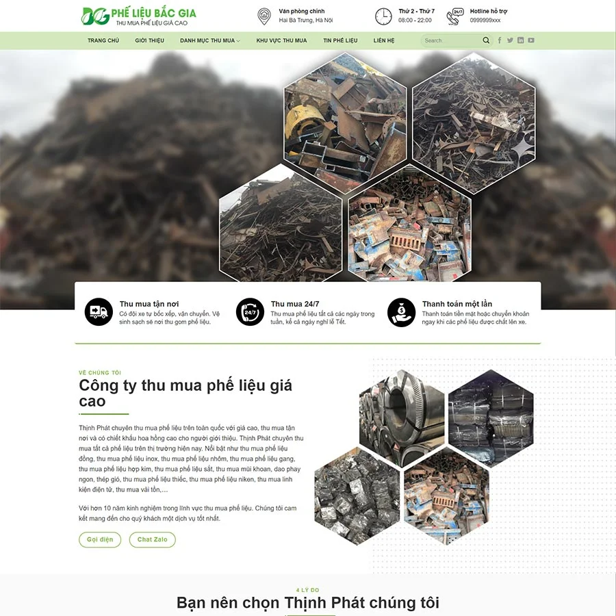 Theme WordPress thu mua đồng nát, phế liệu 02