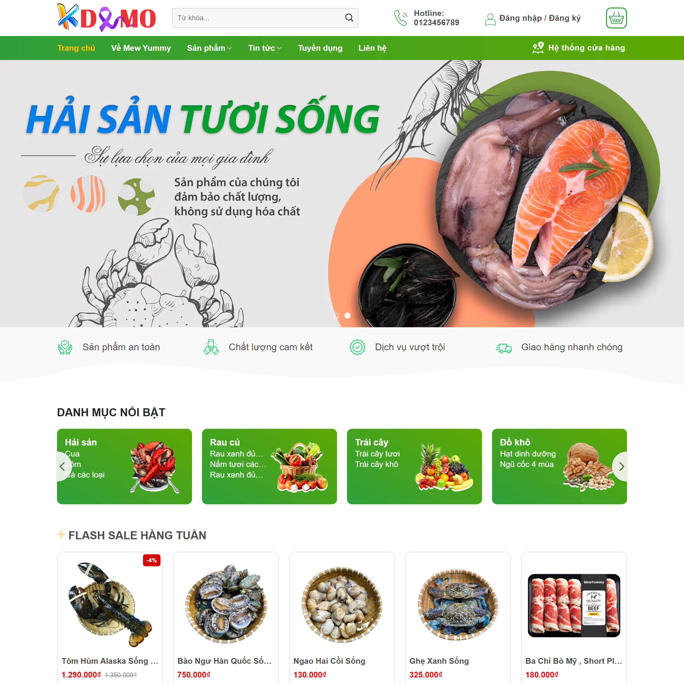Theme WordPress Hải sản tươi sống