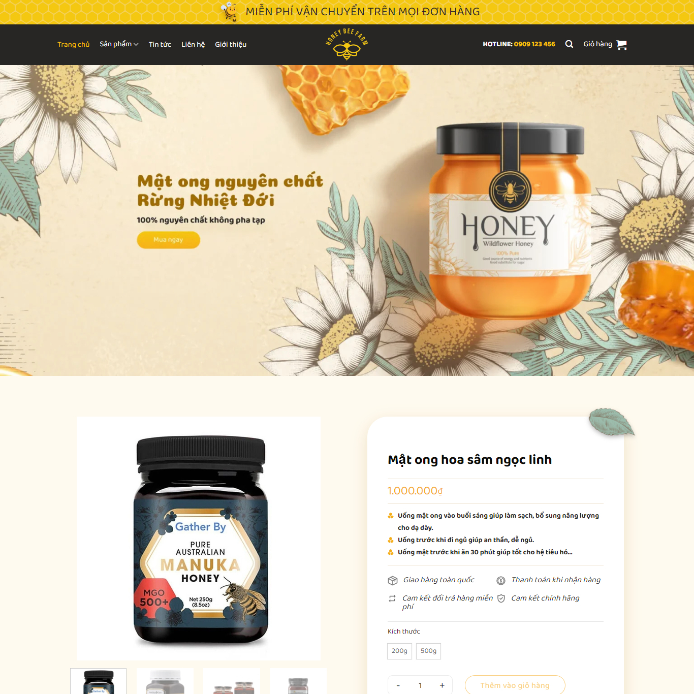 Theme WordPress bán Mật ong