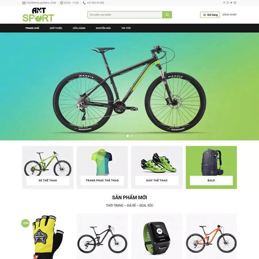 Theme wordpress bán xe đạp, đồ thể thao