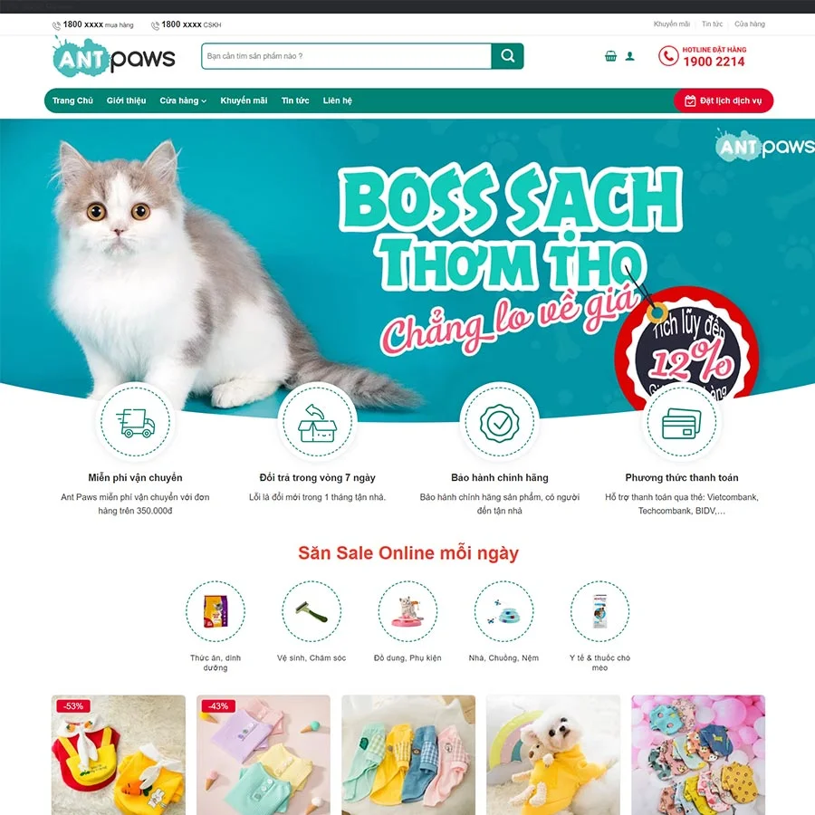 Theme WordPress bán đồ chơi, thực phẩm thú cưng 02