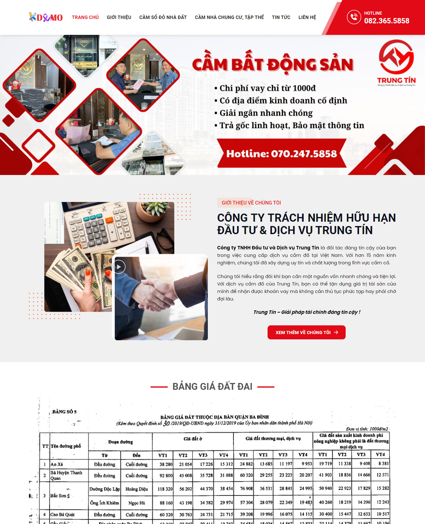 Theme WordPress Dịch vụ cầm sổ đỏ