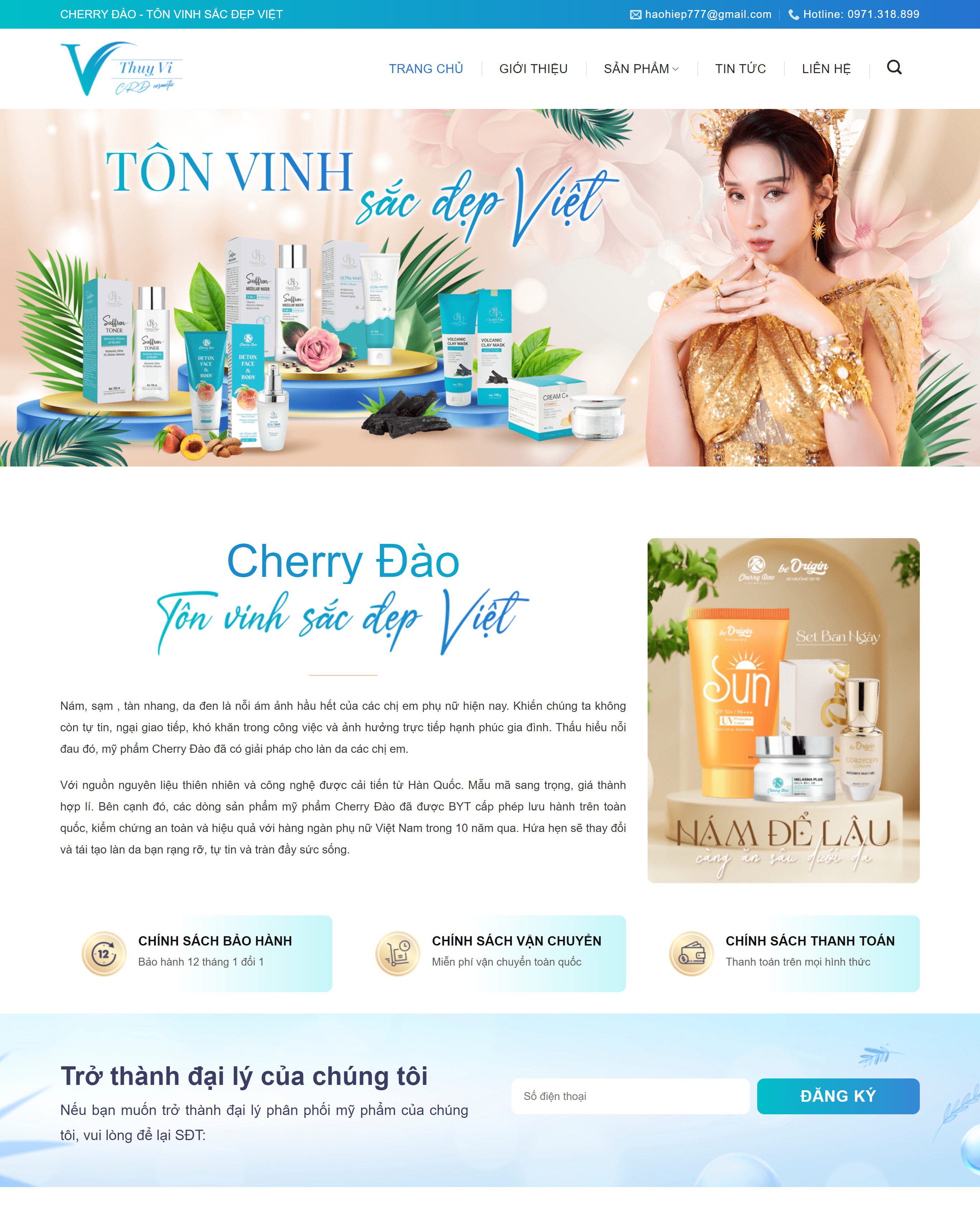 Theme WordPress Mỹ phẩm Cherry
