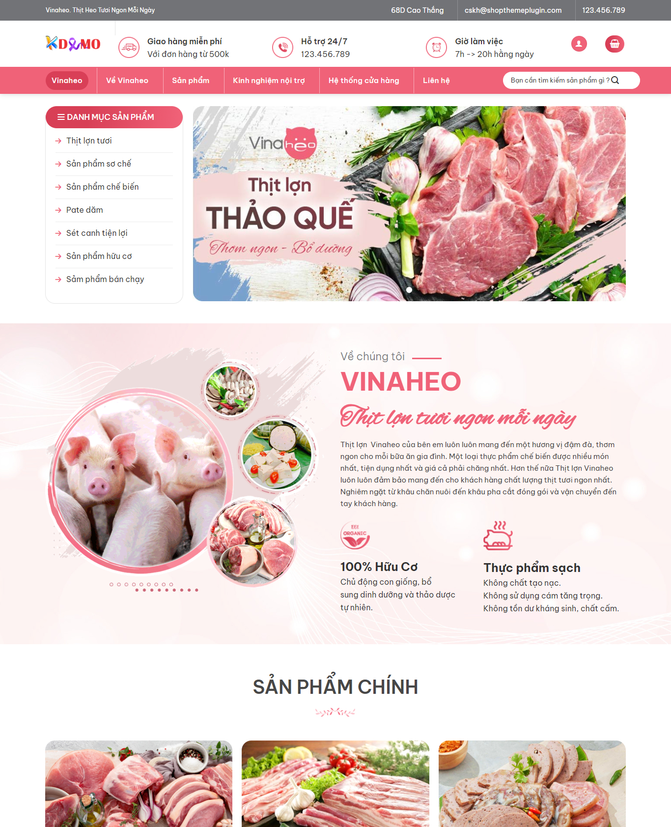 Theme WordPress Thực phẩm từ thịt heo