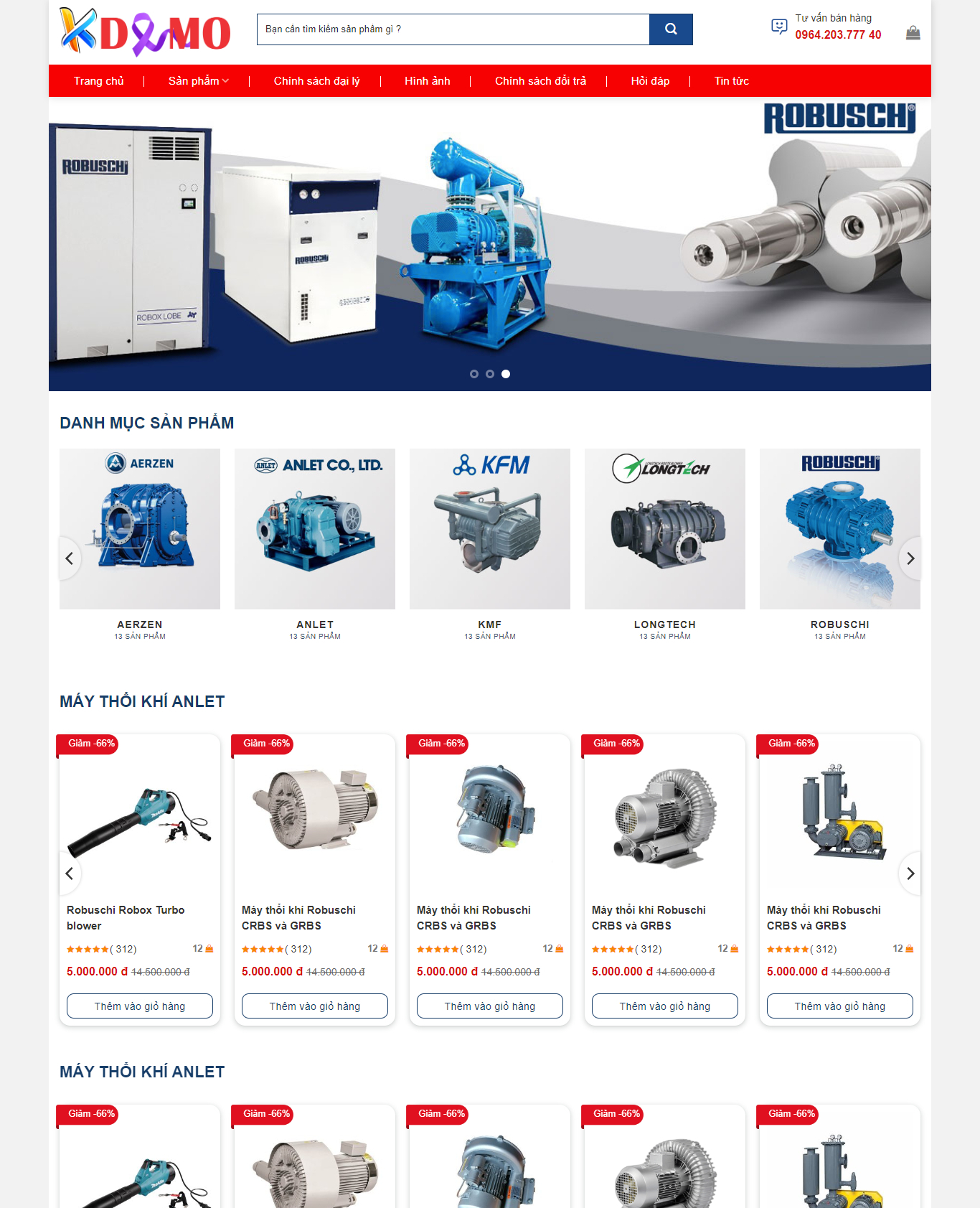 Theme WordPress Thiết bị Máy thổi khí