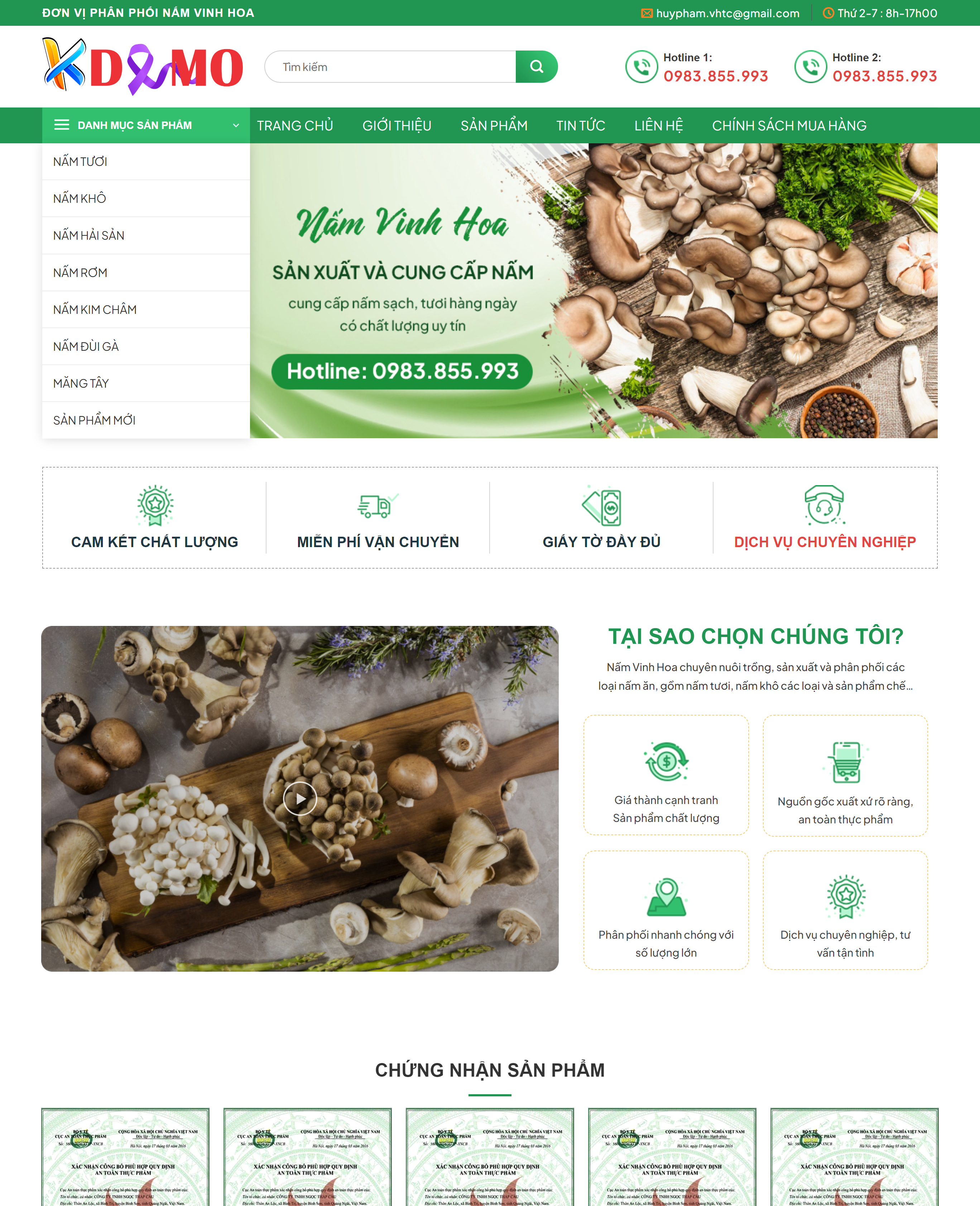 Theme WordPress sản phẩm Nấm