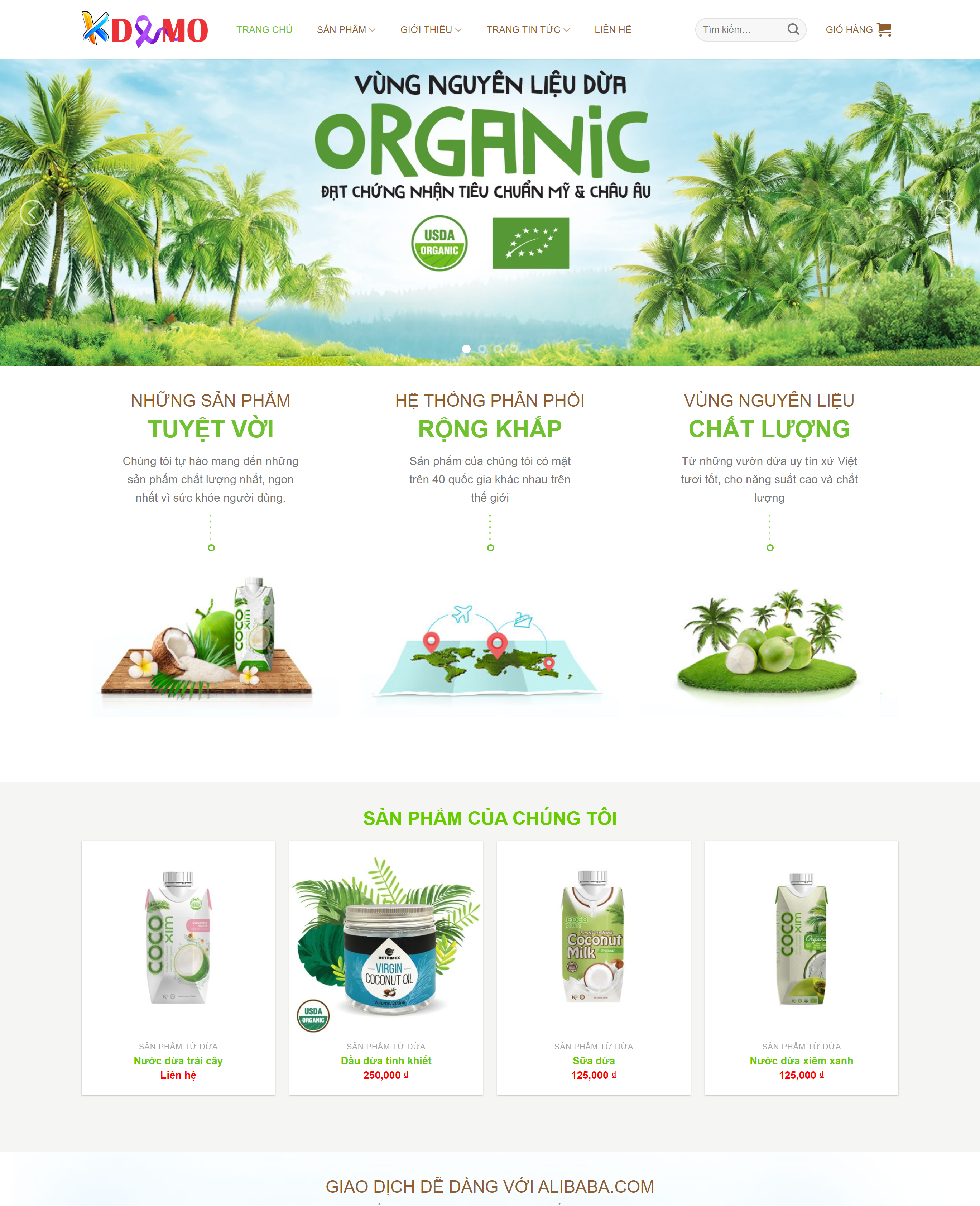 Theme WordPress sản phẩm từ Dừa