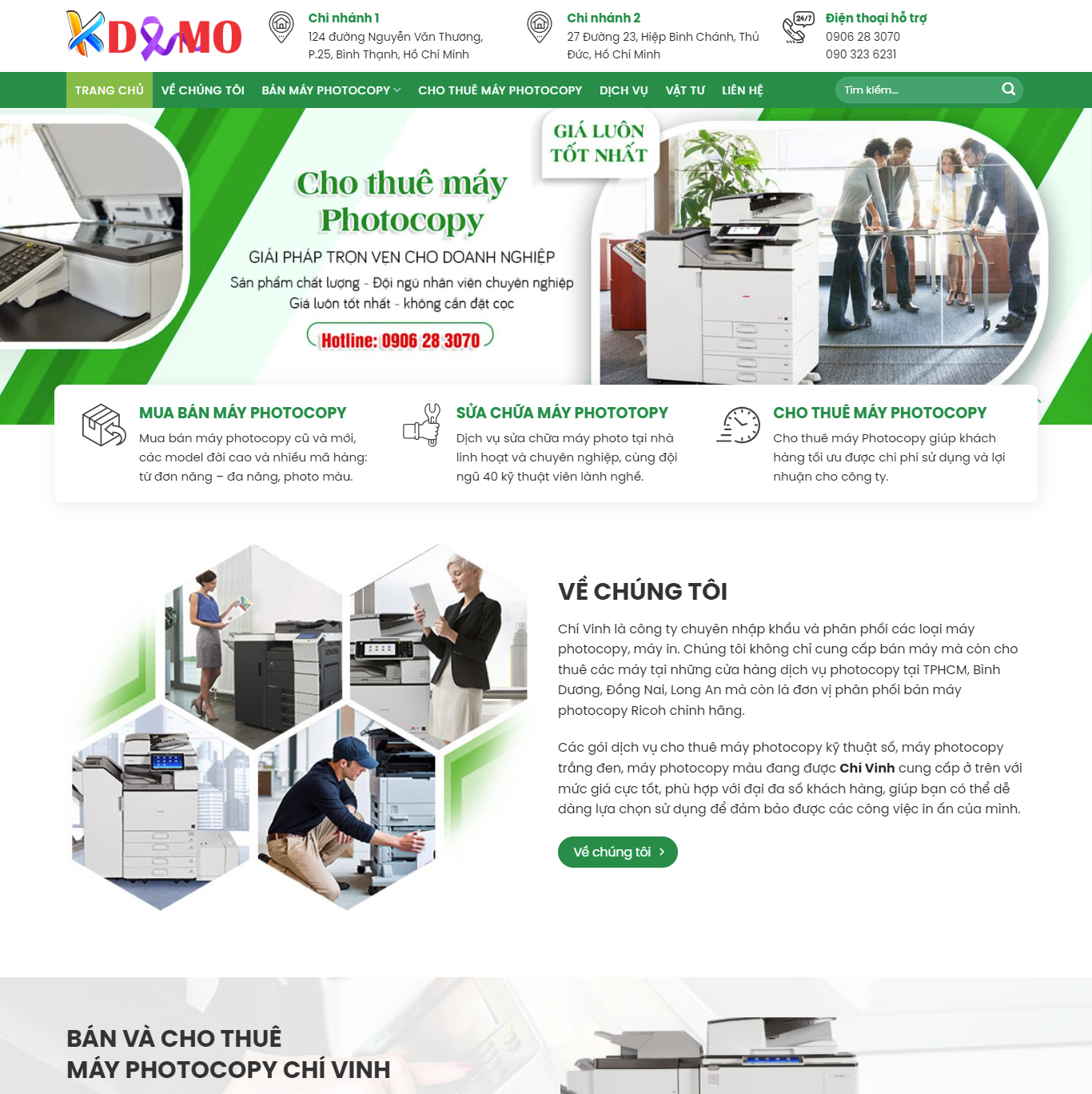 Theme WordPress Cho thuê máy Photocopy