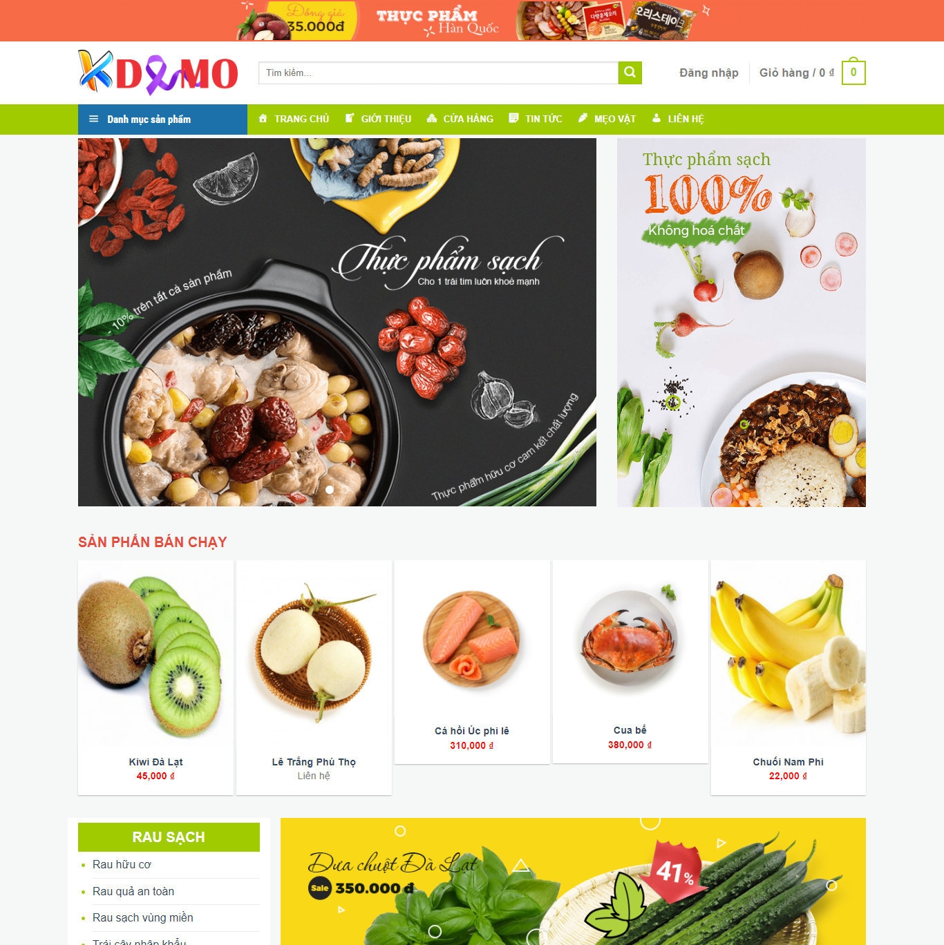 Theme WordPress Thực phẩm sạch 3
