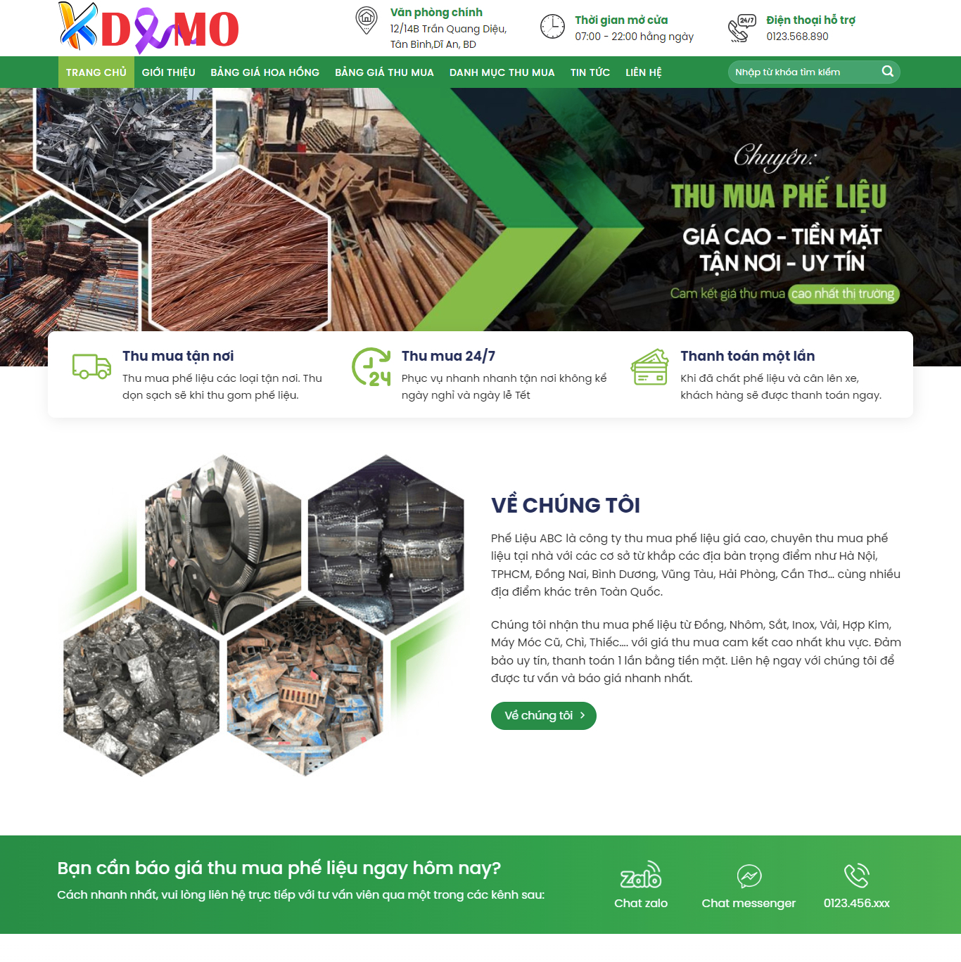 Theme WordPress thu mua đồng nát, phế liệu