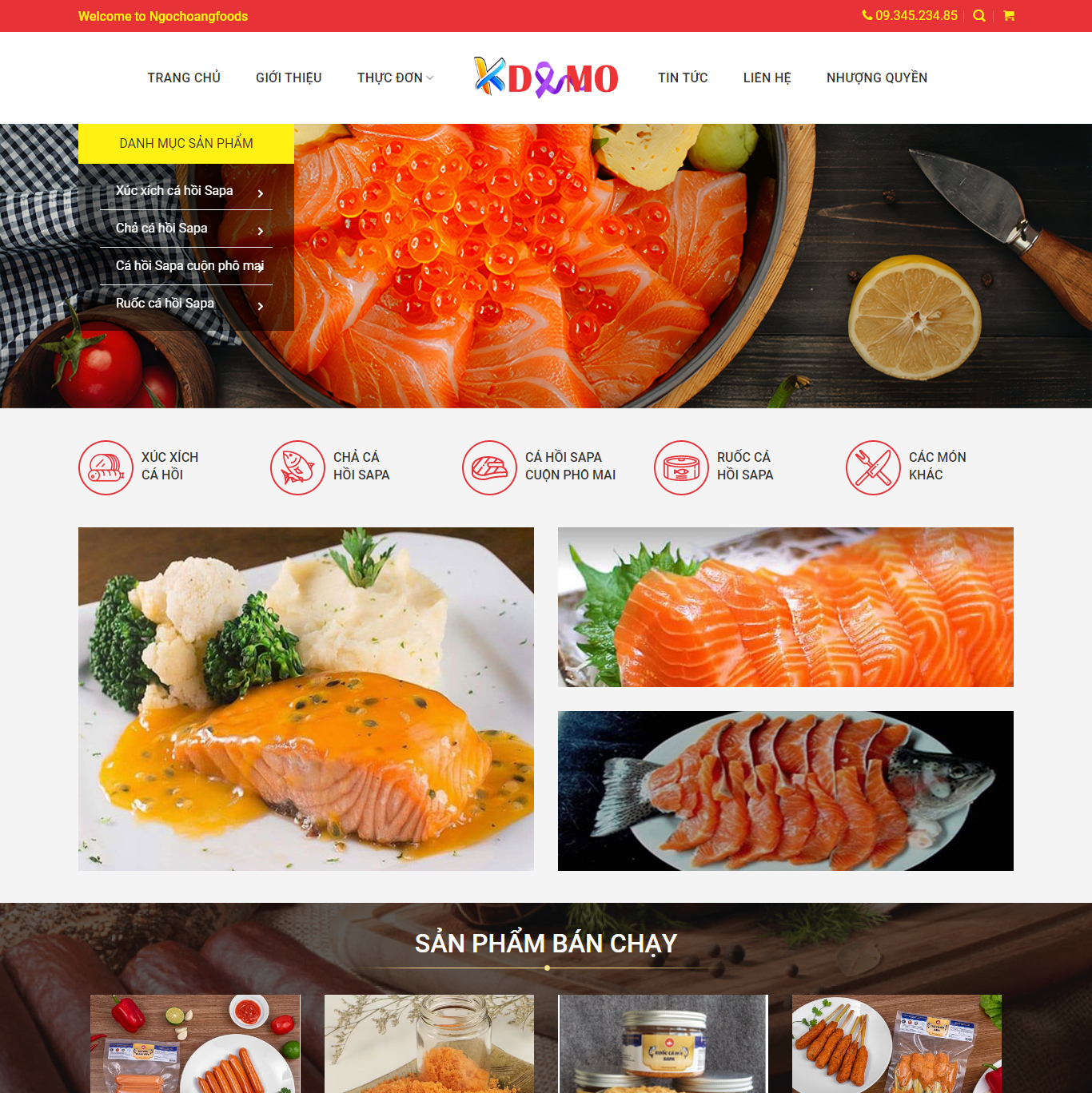 Theme WordPress thực phẩm Cá hồi