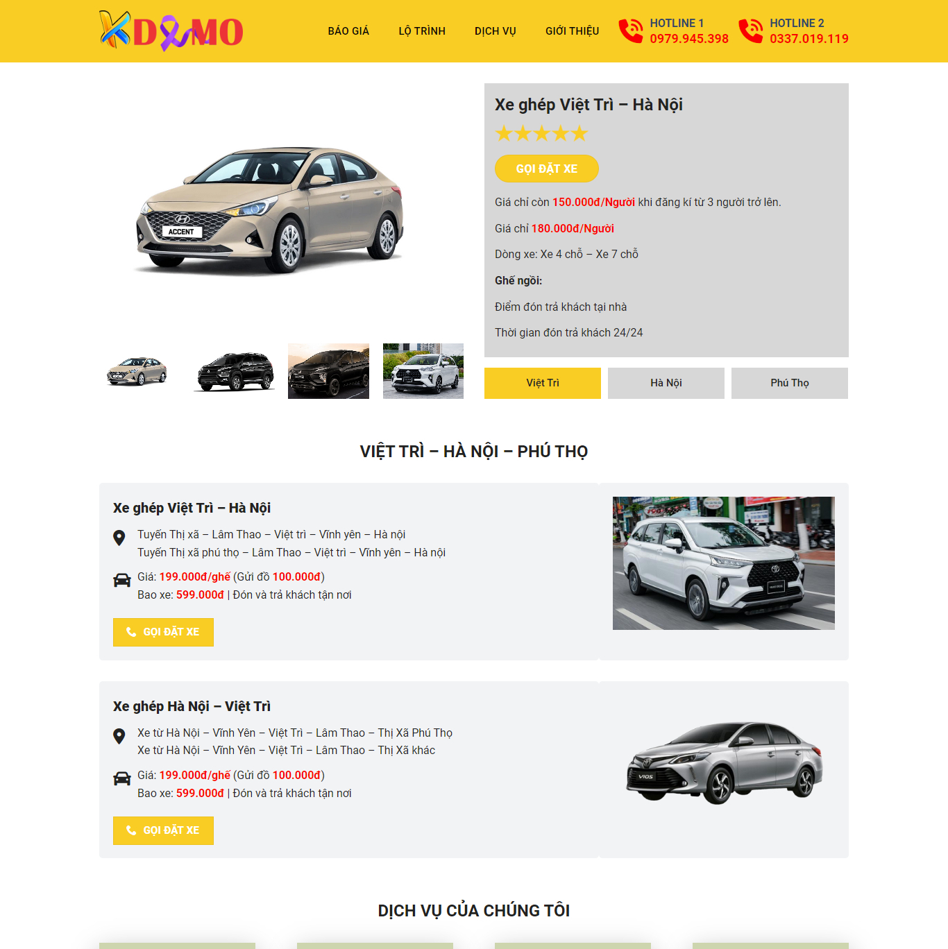 Theme WordPress Dịch vụ thuê xe ghép taxi