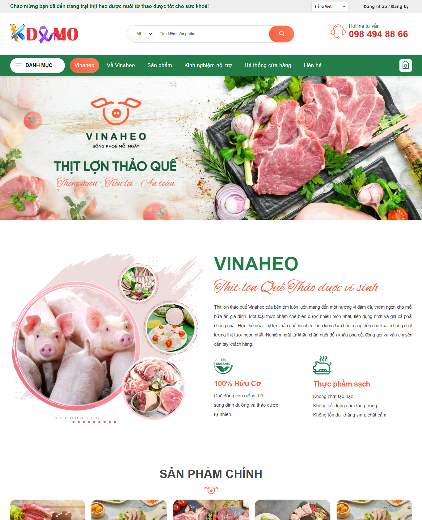 Theme WordPress Thực phẩm từ thịt heo 01